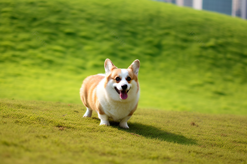 可爱柯基宠物狗草地夏天郊游幸福时光户外摄影萌宠摄影,高清,摄影图,摄影图片,图片大全,摄影图免费下载